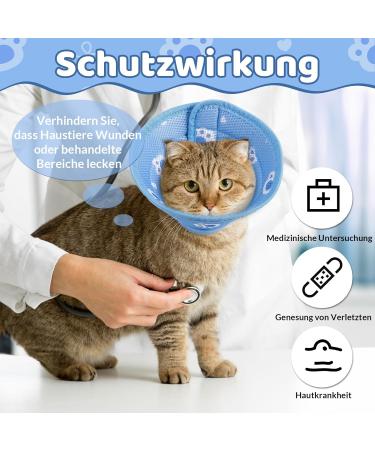 Fanshionstide Adjustable Anti-Trimming Cat Collar - Soft Protective Collar for Cats & Puppies Post-Surgery (M Blue) - Buy Online on GoSupps.com