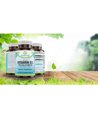 Livamed - Vitamin D3 5 000 IU Veg Tabs 120 Count - Buy Online on GoSupps.com