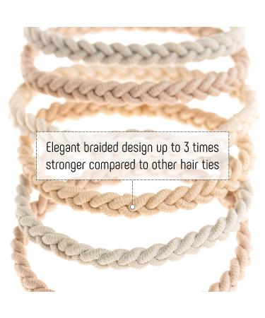 Braided Hair Ties Set - 18 Pcs Blonde Thick Ponytail Holders & Elastics Bracelet - 3 Shades of White - Women's Hair Accessories - Buy Online on GoSupps.com