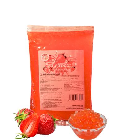 600g bubble tea pearls popping boba - strawberry fruit pearls bubbletea pearl set - nature & vegan -food certificate with ISO standards - great ideas to make yourself bubble tea topping for DIY