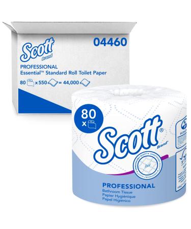 Scott Professional Standard Roll Bathroom Tissue (04460), 2-Ply, White, 80 Rolls / Case, 550 Sheets / Roll, 44,000 Sheets / Case