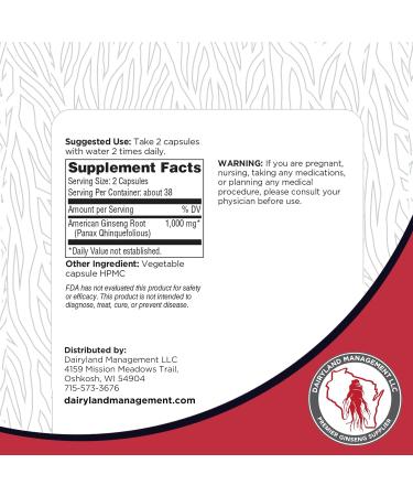 Dairyland American Ginseng Slices 4 oz and Capsules 75 ct Pack of Wisconsin Ginseng Direct from Farmer to Consumer  - Buy Online on GoSupps.com