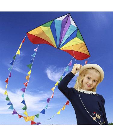 HONBO Large Delta Kite for Kids & Adults - Easy-to-Fly Beach Kite with Colorful Tail - Includes String Line - Ideal for Beginners - Buy Online on GoSupps.com