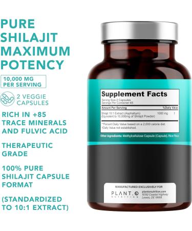 Pure Himalayan Shilajit for Men & Women, 10,000 mg Maximum Potency with Fulvic Acid & Trace Minerals to Enhance Energy and Immune Support, 90 Veggie Pills - Buy Online on GoSupps.com