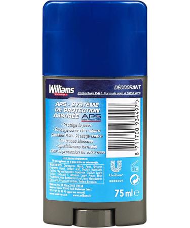  Williams Williams Men's Deodorant Stick Sensitive Skin 75 ml - Buy Online on GoSupps.com