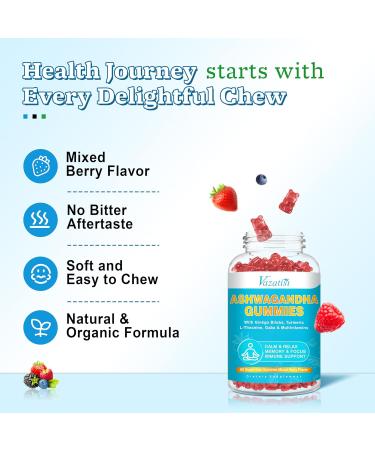 2 Pack Ashwagandha Gummies with Turmeric GABA Mood Energy and Immune Support Mixed Berry Flavor 120 Cts Mixed Berry 60 Count (Pack of 2) - Buy Online on GoSupps.com