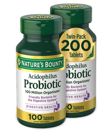 Nature's Bounty Acidophilus Probiotic Twin Pack 100 Tablets Each