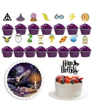 Cartoon Cupcake Topper VOCDEMERI 17-Piece Cartoon Cake Topper Set with 16 Cupcake Cake Decorations + 1 Cake Topper Decoration Cupcake Topper Birthday Cake Decoration for Children Party Birthday