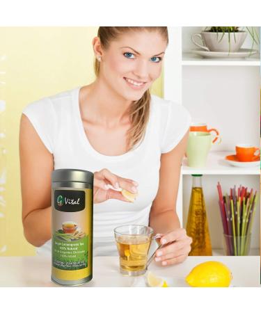 Natural Lemongrass Tea - Organic Caffeine-Free Herbal Infusion for Relaxation and Refreshment non-GMO great hot or iced go vital - Buy Online on GoSupps.com