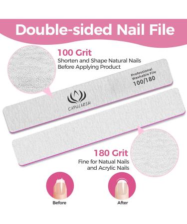 Capularsh 100/180 Grit Nail File - Professional Double Sided Emery Boards for Acrylic Nails - 18pcs - Home and Salon Use - Buy Online on GoSupps.com