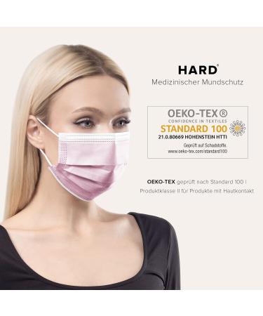 50-Piece MADE IN GERMANY Disposable Face Masks | CE Certified Type IIR | Breathable Triple Layer Filtration | Elastic Earloops | Adults - Rosa - Buy Online on GoSupps.com