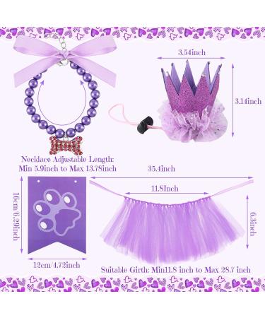 Hamify 4 Pieces Cute Dog Birthday Outfit with Pet Tutu Skirt Puppy Pearl Necklace Dog Crown Hat and Happy Birthday Banner for Puppy Dog Pet Cat Girl Birthday Party Supplies (Purple) - Buy Online on GoSupps.com