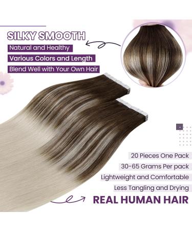 Buy Laavoo Real Hair Tape Extensions - Brown Ombre & Balayage 50g 20pcs 45cm - Premium Quality Remy Hair - Buy Online on GoSupps.com