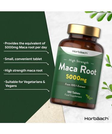 Maca Root 5000mg Supplement for Women & Men | 180 Vegan Tablets | High Strength Peruvian Maca Extract - Buy Online on GoSupps.com