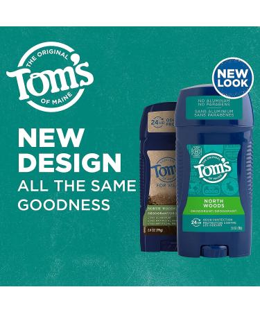 Tom's of Maine Men's Natural Deodorant, North Woods Scent, Aluminum-Free, 2.8 oz - Buy Online on GoSupps.com