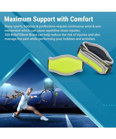 360 Relief Elbow Support Brace - Adjustable Strap for Tennis & Golfers | Pain Relief for Tendonitis & Arthritis | Green, One Size | Includes Mesh Laundry Bag - Buy Online on GoSupps.com