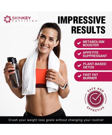SKINKEY Nutrition Weight Loss Pills for Women - Fat Burner Diet Made in USA - Appetite Suppressant with Garcinia Cambogia & Green Tea - 60 Capsules, Black - Fast-Acting Formula - Buy Online on GoSupps.com