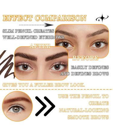 3PCS Eyebrow Pencil Waterproof Eyebrow Pen Smudge Proof Long Lasting Dual-Sided Brow Pen Pencil with Brow Brush - Dark Curry - Buy Online on GoSupps.com