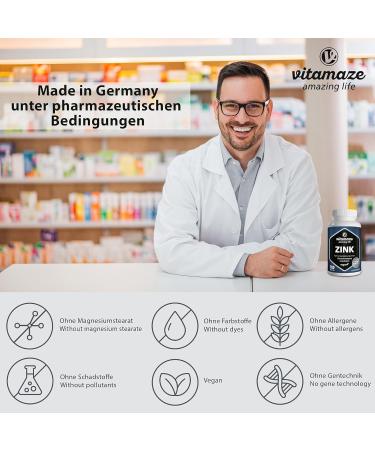 Buy Zinc Tablets 25 mg - High Dose Vegan Supplements (50 mg/tablet) - 12 Months Supply - Natural & Additive-Free - Made in Germany - Buy Online on GoSupps.com
