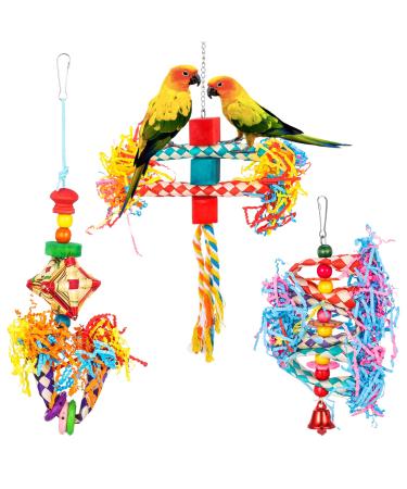 AKlamater 3 Pack Bird Budgies Shredding Toys Bird Parrots Chewing Toys Parrot Cage Foraging Shredder Toys Bird Cage Accessories for Small Parakeets Cockatiels Budgies Love Birds Finches - Buy Online on GoSupps.com