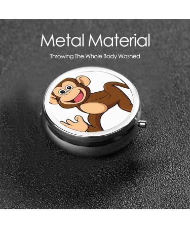 Cute Monkey Print Mini Round Pill Box | 3 Compartment Medicine Organizer | Portable Travel Pill Case for Home & Office - Buy Online on GoSupps.com