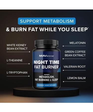 MAV NUTRITION Night Time Fat Burner Capsules and Apple Cider Vinegar Gummies | Overnight Metabolism Booster for Stomach Fat Burning Support with Melatonin & ACV | 1 Month Supply - Buy Online on GoSupps.com