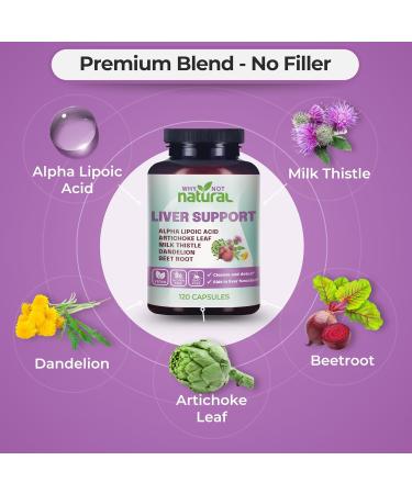 Why Not Natural 5-in-1 Liver Health Formula Supplement for Detox and Cleanse with Milk Thistle Support - 120 Capsules - Buy Online on GoSupps.com