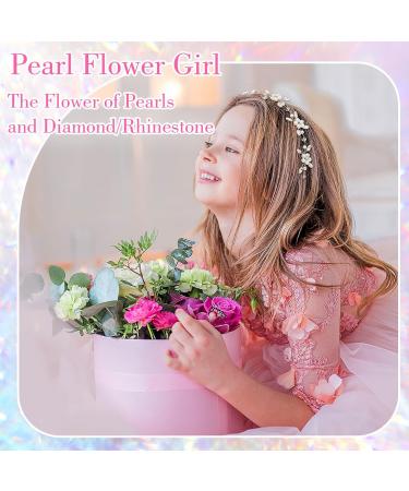 Sibba Flower Girl Headpiece Silver Wedding Headband Pearl Hair Accessory Princess Crystal Head Wear Women White Rhinestones Hairbands Bridal Hair Hoop for Birthday Party First Communion - Buy Online on GoSupps.com