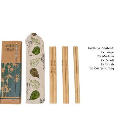 Nature's Time 6 Pieces Luxury Quality Long Bamboo Straws With Travelling Kit 6 Reusable 7.9" (20cm) Bamboo Wooden Straws and 1 Cleaning Brush and a Pocket Carry Pouch 3 Different Straw Diameter Sizes Included Great for Drinking Juice Soda Coffee Smoothie - Buy Online on GoSupps.com
