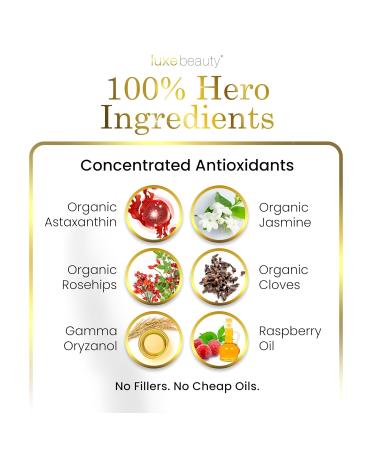 Luxe Beauty Organic Astaxanthin Serum - Powerful Antioxidant & Anti-Aging Face Serum with Rosehip Clove & Raspberry Seed Oils - Shop Internationally - Buy Online on GoSupps.com