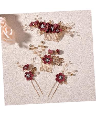 MAGICLULU 4 Sets Hairpin Japanese Hair Accessories Wedding Headpieces Bridal Headpieces for Wedding Rhinestone Hair Clips Embellishments Decor Pearl Zinc Alloy Red Bride Dress - Buy Online on GoSupps.com