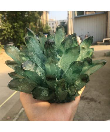 Crystal Hole Home Decoration Natural Quartz Crystal Green Ghost Cluster Specimen Home Decor Stones Crystal Hole (Size : 500-600g)
