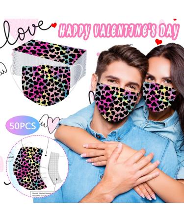 ZQP 50PCS Valentine Theme Printed Disposable_Face_Masks for Adult 3-ply Face Protection Covering with Elastic Earloop and Nose Clip for Outdoor Comfortable & High Filtration &Ventilation - Buy Online on GoSupps.com