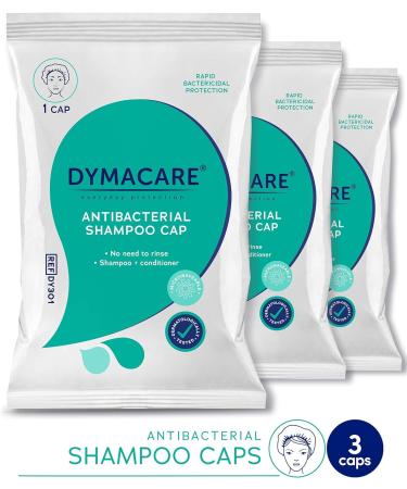 DYMACARE Antibacterial No Rinse Shampoo Cap - Rinse Free Shower & Conditioner - PH Balanced Waterless Hair Wash - 3 Caps - Buy Online on GoSupps.com