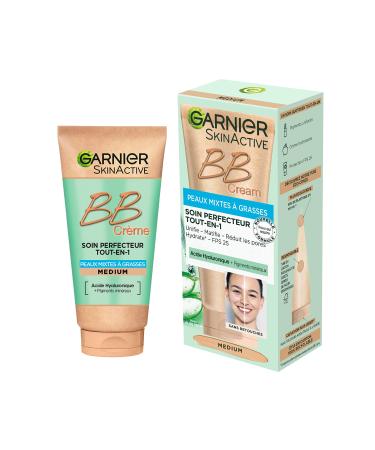 Garnier Garnier - BB Cream - All-in-1 Perfecting Anti-Imperfection Treatment - SPF 25 - Enriched with Hyaluronic Acid & Aloe Vera - For Combination to Oily Skin - Shade: Medium - Skin Active - 50 ml
