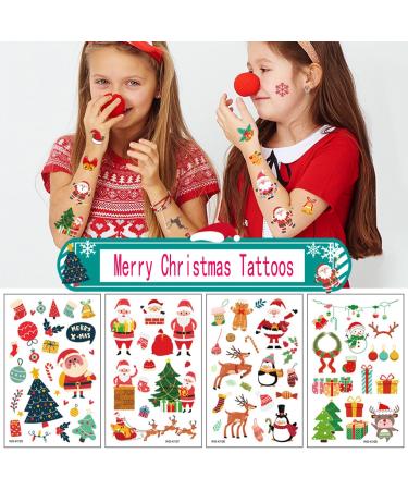 16Sheets Temporary Tattoos Sticker Christmas - Cartoon Cute Christmas Temporary Tattoos For Girls Boys Christmas Party Supplies Holidary Stickers Ornaments (16Sheets Christmas) - Buy Online on GoSupps.com