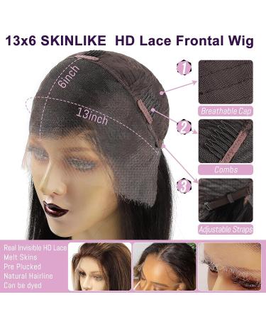 WOWANGEL 13x6 HD Lace Front Wig Human Hair 18 Inch 250% Density Straight Brazilian Remy Hair - Self Growing Hairline, Invisible Knots - Buy Online on GoSupps.com