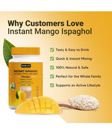 Hemani Instant Psyllium Husk Ispaghol 100g | Mango Flavored On-The-Go Fiber Supplement | Supports Digestive Health | Add to Water for a Refreshing Drink - Buy Online on GoSupps.com