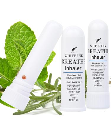 Breathe Better with White Ink Pink Himalayan Sea Salt Nasal Inhaler - Congestion Relief, Allergy Support, Focus & Aromatherapy Sinus Treatment (2 Pack) - Buy Online on GoSupps.com