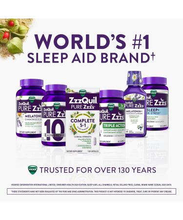 ZzzQuil Pure Zzzs Complete Sleep Melatonin 10mg L-Theanine GABA with Ashwagandha and Magnesium Melatonin Sleep Aid 60 Count - Buy Online on GoSupps.com