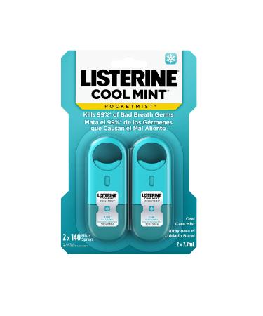 Listerine Pocketmist Cool Mint Oral Care Mist to Get Rid Of Bad Breath, 2 Pack 2 Count (Pack of 1)