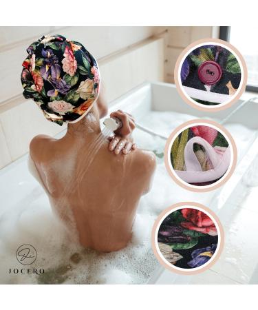 Jocero Bamboo Hair Turban Towel for Women - Long Hair Towel with Button & Hair Tie - Black & Red - Buy Online on GoSupps.com