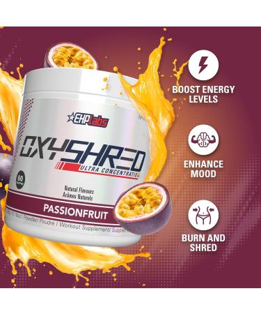 EHPlabs OxyShred Thermogenic Pre Workout Powder & Shredding Supplement - Preworkout for Men & Women Sugar Free Energy Powder with 150mg of Caffeine - Passionfruit 60 Servings - Buy Online on GoSupps.com