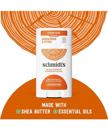 Schmidt's Sandalwood & Citrus Deodorant 2.65 oz (Pack of 2) - Natural, Aluminum-Free, Vegan, Cruelty-Free with 24h Odor Protection - Buy Online on GoSupps.com