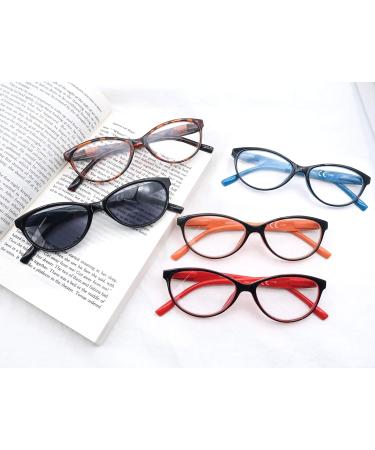 HEEYYOK Stylish Cat-Eye Reading Glasses for Women - Comfort Spring Hinges Clear Lens +1.50 5 Mixed Colors | Trendy Eyewear International Shipping - Buy Online on GoSupps.com