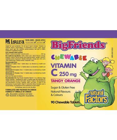 Natural Factors Big Friends Chewable Vitamin C 250 mg â€“ Tangy Orange Flavor, 90 Tablets - Buy Online on GoSupps.com