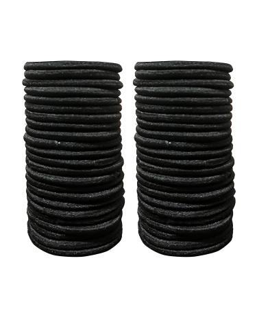 ZBORH 50 Pcs Black Elastic Hair Tie  Elastic Ponytail Holders  No Damage for Thick Hair Small Hair Rubber Bands for Women Girls Men with Thick Straight Curly Hair (4mm) Black 1