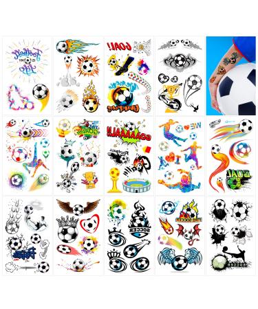 Qpout 14 Sheets Football Temporary Tattoos Soccer Ball Tattoos for Kids Boys World Cup Soccer Fake Tattoo Sticker  Children Birthday Party Bag & Stocking Filler Kids Game Gifts Party Favour Supplies