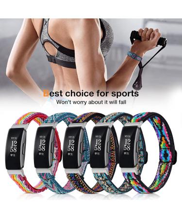 3 Pack Adjustable Fitbit Inspire 2 Bands - Ethnic Blue, Arrow Green, Red | Compatible with Fitbit Inspire HR/Inspire - Soft Loop Nylon Fabric Straps for Women/Men - Buy Online on GoSupps.com