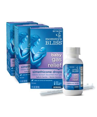Mommy's Bliss Baby Gas Relief Simethicone Drops Relieve Infant's Stomach Discomfort Gas Fussiness Safe & Gentle Age Newborn & Up Natural Ginger Flavor 3- Pack (Each Pack 1 Fl Oz Size) 1 Fl Oz (Pack of 3) Gas Relief Drops 3 Pack